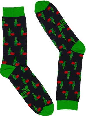 Calcetin Zuper Fantasia Botella Sidra Negro/verde Talla Mediana 41-43